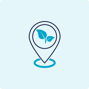 Leaf icon over supplier network map