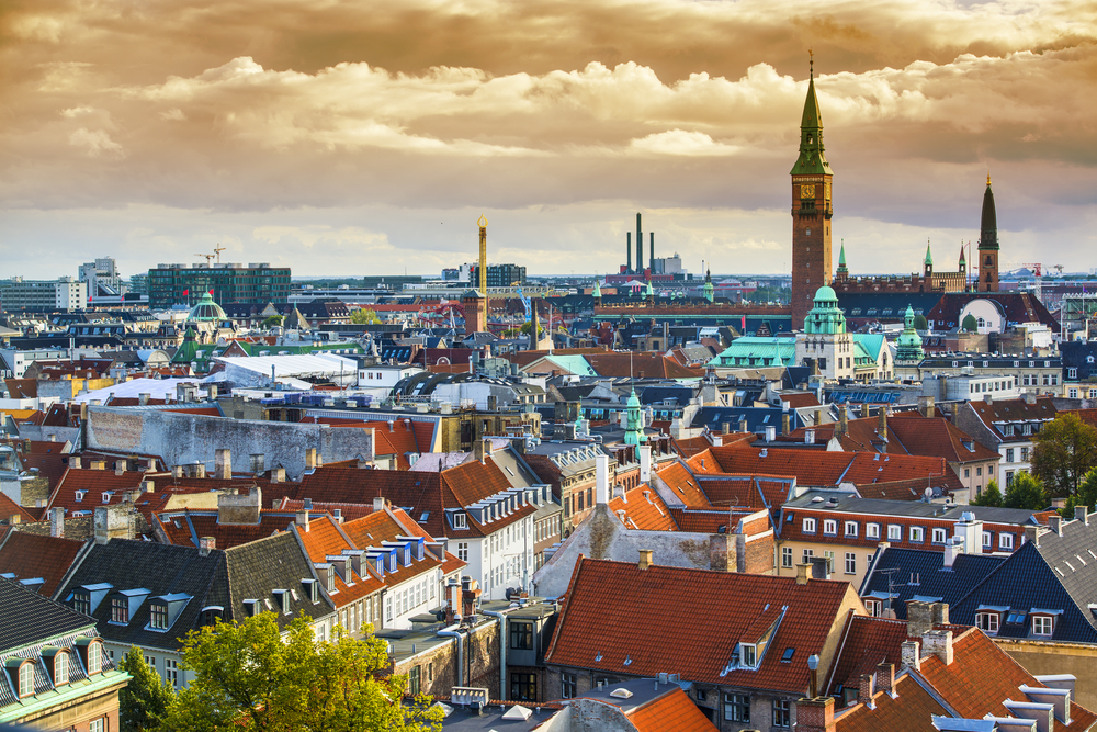Copenhangen, Denmark aerial view of the skyline.-2